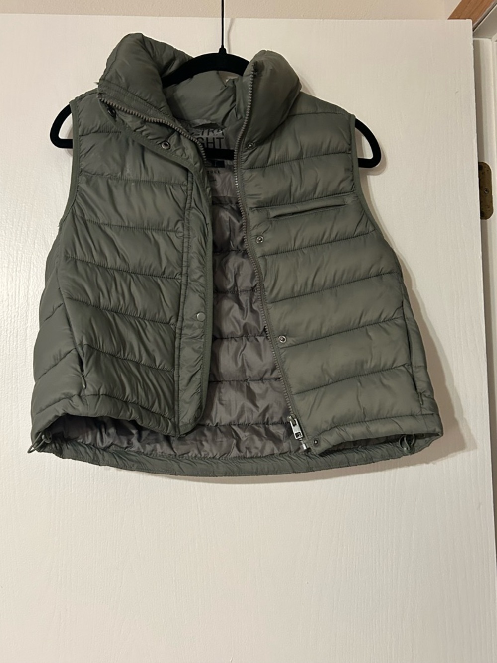 Love Tree Quilted Puffer Vest in Olive